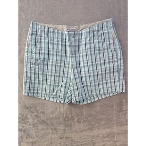 Columbia Women's Plaid Shorts Size 12 Blue White Casual Outdoor Hiking